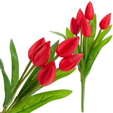 TULIPAN BUKIET TULIPANÓW CZERWONY PIĘKNY JAK ŻYWY TULIPANY PIANKOWE SZTUCZN