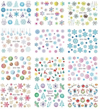 Водные наклейки на новогодние ногти, 30 шт.