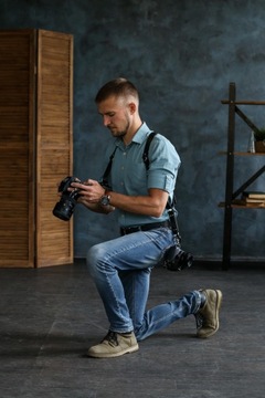 ПРОФЕССИОНАЛЬНЫЙ КОЖАНЫЙ РЕМНЯ ДЛЯ ФОТОГРАФИИ ДЛЯ ДВУХ КАМЕР