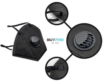 MASKA KN95 MASECZKA ANTYWIRUSOWA CZARNA ZAWOREK