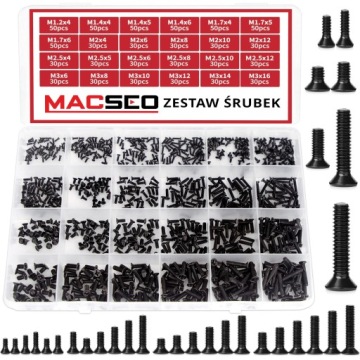 ZESTAW ŚRUBEK DO LAPTOPA 860 SZTUK MACSEO_PL M2 M2.5 M3 ŚRUBKI DO LAPTOPA