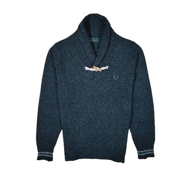 FRED PERRY Sweter Męski Wełniany Logowany r. M