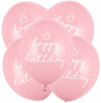 Balony HAPPY BIRTHDAY różowe 5 sztuk 30 cm