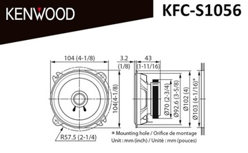 KENWOOD KFC-S1066 MOC 220W ROZMIAR 100mm głośniki do montażu w Aucie