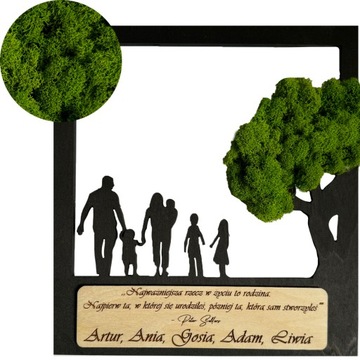 DRZEWKO BONSAI mech chrobotek DRZEWO ŻYCIA SZCZĘŚCIA obraz z MCHU RODZINA