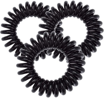 Gumki do włosów sprężynki silikonowe 3szt spiralka nie wyrywają mocne BLACK