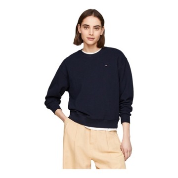 TOMMY HILFIGER BLUZA DAMSKA REG FLAG ON CHEST SWTSHRT GRANATOWA r.L