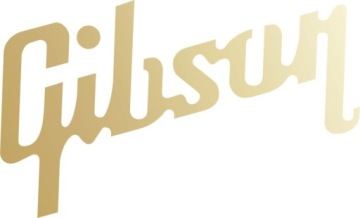 БЕЛАЯ наклейка на гитару GIBSON 5x2,3 см № 505.