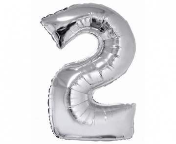 Balon Cyfra 2 Srebrna - 76 cm