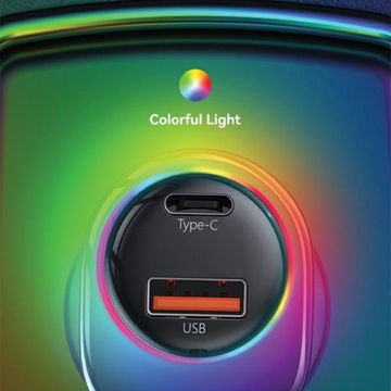 USAMS лад. один. C37 1xUSB+1xUSB-C 60 Вт + освещение 30 Вт PD+QC Кабель быстрой зарядки