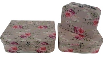 Pudełko na drobiazgi dla dziewczynki walizka 3w1 flower box w kwiaty