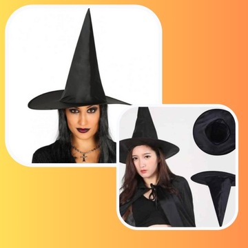 ШЛЯПА ВЕДЬМЫ БОЛЬШАЯ ШЛЯПА ВЕДЬМЫ ХЭЛЛОУИН КАРНАВАЛЬНАЯ ЧЕРНАЯ 39см