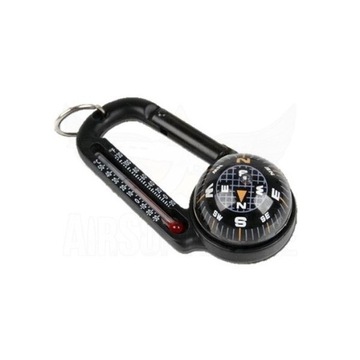 FOSCO Karabinek z kompasem termometrem survivalowy