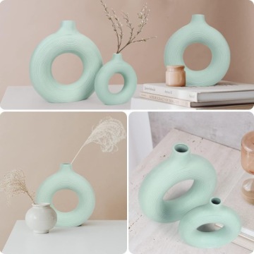 Керамическая ваза для пончиков Nordic Green для пампасной травы 22,5x23см 5см L