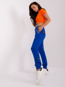 Spodnie dresowa damskie z kieszeniami kobaltowe XL