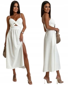 Расклешенное платье Katia цвета экрю с разрезом