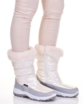 ВЫСОКИЕ СНЕЖНЫЕ БОТИНКИ ЖЕНСКИЕ УТЕПЛЕННЫЕ ЗИМНИЕ БОТИНКИ НА МЕХЕ БЕЛЫЕ