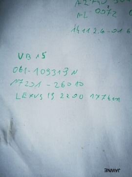 TURBO 17201-26010 TURBÍNA LEXUS 220D