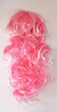 ПАРИК БАРБИ, ДЛИННЫЕ РОЗОВЫЕ И БЕЛЫЕ, СЛЕГКО ВЬЮЧИВЫЕ НИЧКИ С ЧЕЛКОЙ