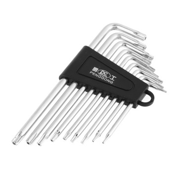 KLUCZE IMBUSOWE TORX TYP L Z OTWOREM T6 DO T10 9SZT