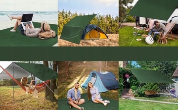WODOODPORNY PLANDEKA BIWAKOWA TARP TURYSTYCZNY OCHRONA UV 3*3M