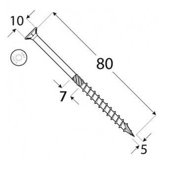 СТОЛЯРНЫЕ ВИНТЫ ПО ДЕРЕВУ CS 5x80 TORX С КОНТР-ГОЛОВКОЙ DOMAX 200 ШТ.