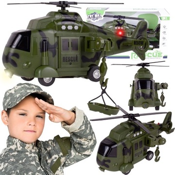 HELIKOPTER WOJSKOWY RATUNKOWY ŚWIATŁO DŹWIĘK DUŻY NA BATERIĘ ZABAWKA