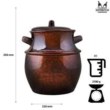 КЕРАМИЧЕСКАЯ ГОРШОК, БОЧКА 4 Л ДЛЯ ОГУРЦОВ, СМАЛА, СЛИВОЧНОГО СЛИВАНИЯ