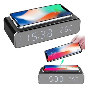 BUDZIK ZEGAREK ALARM DATOWNIK ŁADOWARKA INDUKCYJNA BEZPRZEWODOWA QI 5w1