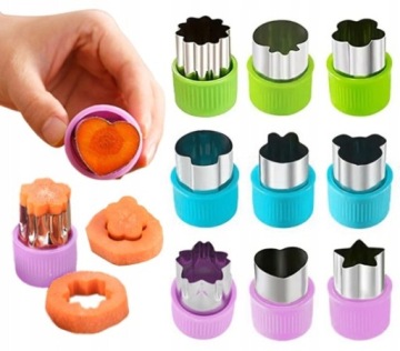 9 el. WYKRAWACZE DO WARZYW OWOCÓW CIASTEK KANAPEK KOLOROWE FOREMKI