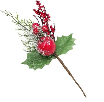 GAŁĄZKA OZDOBNA ŚNIEG jabłuszko SZYSZKA DO STROIKA