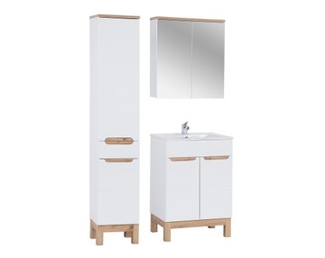Zestaw mebli łazienkowych Bali 60 cm biały, szafka z umywalką+słupek+lustro