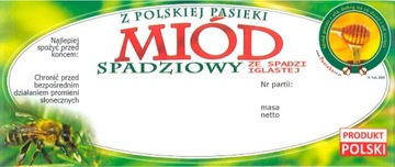 ETYKIETY MIÓD SPADZIOWY ze spadzi iglastej 100szt