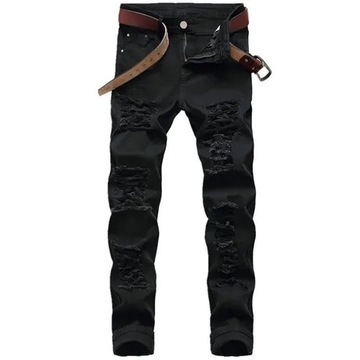 Straight Hole Destruction Trousers Distressed Jean