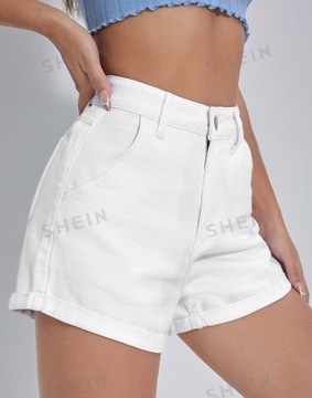 SHEIN SPODENKI JEANSOWE BIAŁE DAMSKIE 44 1ŁDA