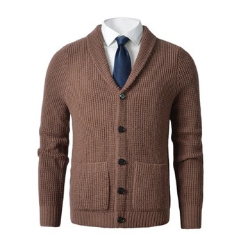 KURTKA MĘSKA Wysokiej jakości męski sweter kardigan Slim Fit z dzianiny Ted