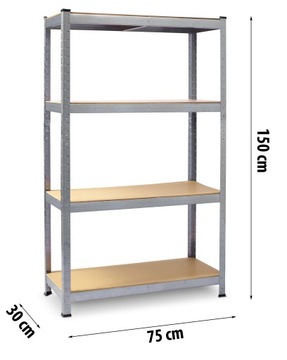 МЕТАЛЛИЧЕСКИЙ ГАРАЖНЫЙ СТЕЛЛАЖ 150x75x30см