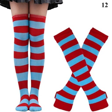 Long Fingerless Gloves Arm Cover Long Socks Striped Knitted Wrist Sleeves