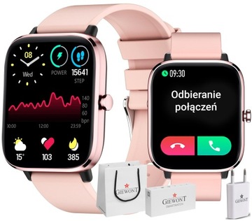 SMARTWATCH DAMSKI ZEGAREK Z FUNKCJĄ ROZMOWY TERMOMETR CIŚNIENIE + ŁADOWARKA