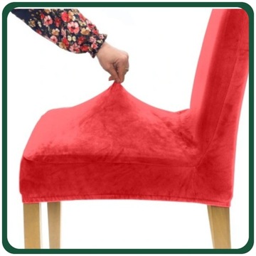 ZESTAW 4SZT. POKROWCE POKROWIEC NA KRZESŁO CZERWONY WELUR ELASTCZYNY GRUBY
