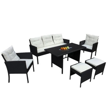 MEBLE OGRODOWE RATTAN STOŁ SOFA 2 FOTELE 2 PUF