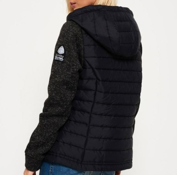 Superdry Storm Hybrid Ziphood damska czarna kurtka z kapturem melanż M