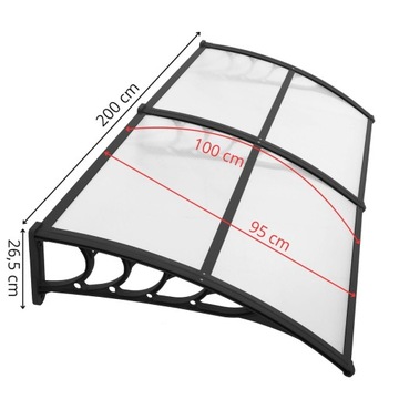 КРЫША НАД ДВЕРЬЮ, АЛЮ, ПОЛИКАРБОНАТ, 100х200см, ВХОД, АРОЧНЫЙ КЛИМАТ