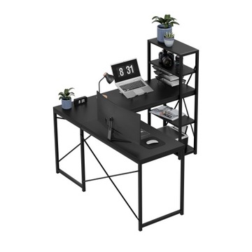 Угловой письменный стол С ЧЕРНЫМИ ПОЛКАМИ LOFT Mark Adler Leader 5.9 Черный