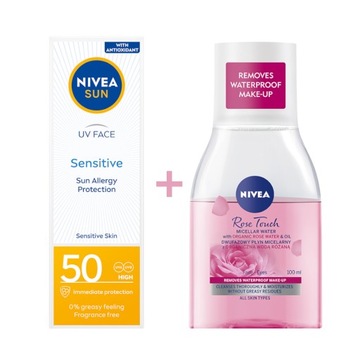 NIVEA SUN Krem do twarzy z filtrem SPF 50 + Płyn do demakijażu 100 ml
