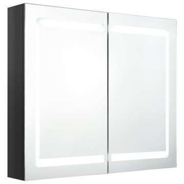 Szafka łazienkowa z lustrem i LED, lśniąca czerń, 80x12x68 cm