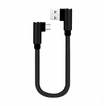 Kabel USB do Typu C Kolanko 90 Stopni Czarny 25cm