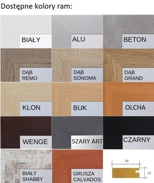 Lustro w ramie 90x70 DĄB GRAND i 50 ROZMIARÓW