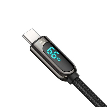 КАБЕЛЬ BASEUS FAST USB / USB C ПРОЧНЫЙ КАБЕЛЬ С ИЗМЕРИТЕЛЕМ МОЩНОСТИ 66 Вт 1 м