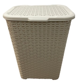 KOSZ NA PRANIE,BIELIZNĘ 70L,RATAN,BEŻOWY ,KREM